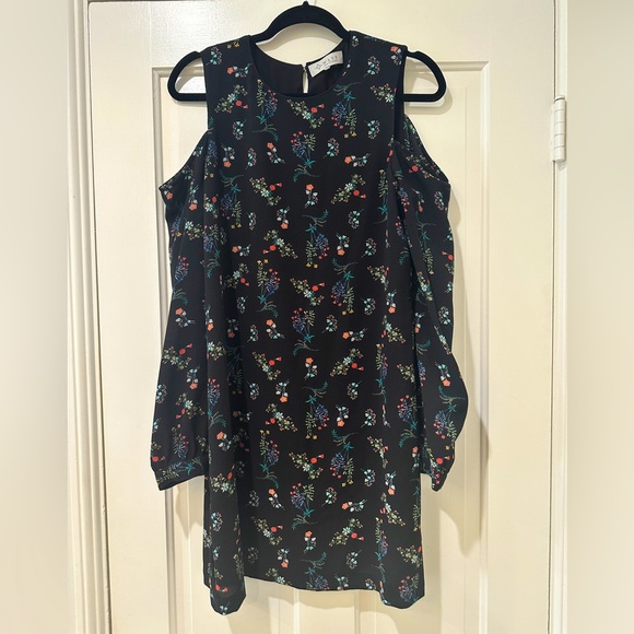 Wayf black floral open cold shoulder long sleeve mini dress - Picture 3 of 12